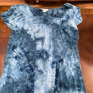 Dress Barn Blue Tie-Dye Blouse
